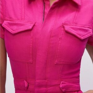 Good American Hot Pink Denim Jumpsuit